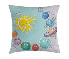 Cartoon Sun Planets Pillow Cover