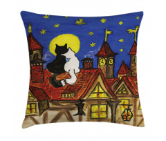 2 Lover Cats with Sky Pillow Cover