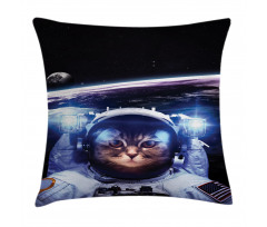 Funny Astronaut Cat Humor Pillow Cover