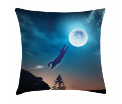 Cat Catching Moon Stars Pillow Cover