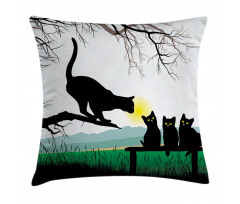 Mother Cat Baby Kittens Pillow Cover