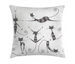 Funny Skinny Striped Cat Pillow Cover