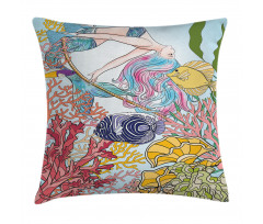Sketchy Sea Coral Reefs Pillow Cover