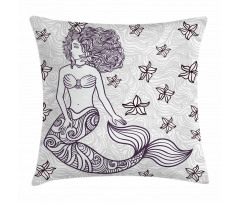 Mermaid with Wave Pillow Cover