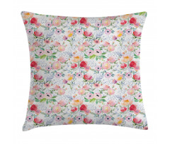 Colored Spring Flowers Pillow Cover