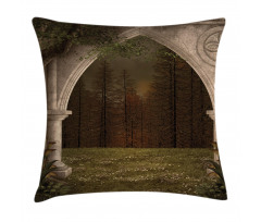 Retro Arch in Garden Pillow Cover