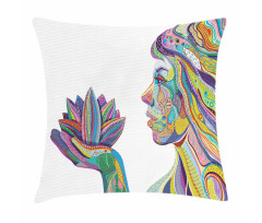 Yoga Pose in Lotus Flower Pillow Cover