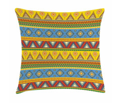 Folk Motif Mexican Sun Pillow Cover