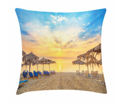 Sandy Beach with Sunrise Pillow Cover