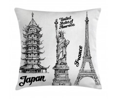 Japan Paris Building Pillow Cover