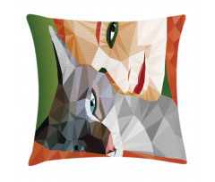 Geometric Mosaic Kitten Pillow Cover