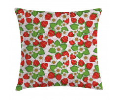 Floral Strawberry Scene Pillow Cover
