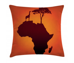 Safari Map with Continent Pillow Cover