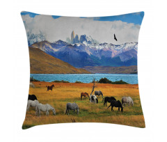 Farm Horse in Mountain Pillow Cover