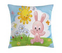 Rabbit in Garden Pillow Cover