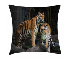 Tiger Couple in Jungle Pillow Cover