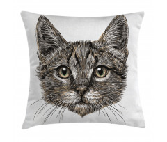 Sketchy Cat Head Pillow Cover