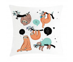 Smiling Sloth Cartoon Pillow Cover