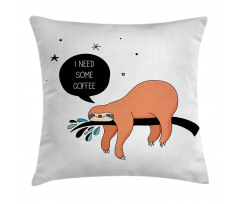 Shy Happy Cartoon Sloth Pillow Cover