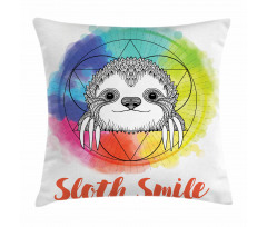 Rainbow Sloth Sketch Pillow Cover