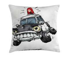 Police Car Art Image Pillow Cover