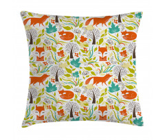 Wild Fox Wolf Flower Pillow Cover