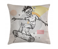 Skating Skeleton Boy Pillow Cover