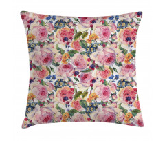 Shabby Plant Rose Floral Pillow Cover