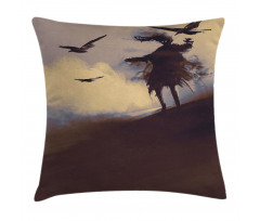 Dark Soul Crows on Hills Pillow Cover