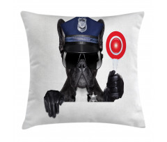 Pug Dog Police Costume Pillow Cover