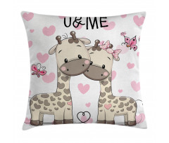 Baby Giraffes and Hearts Pillow Cover