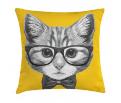 Baby Hipster Kitten Cat Pillow Cover