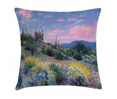 Mountain Floral Scenery Pillow Cover