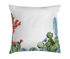 Cactus Flowers Birds Pillow Cover