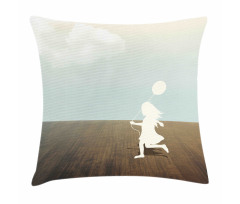 Little Girl with Balloon Pillow Cover