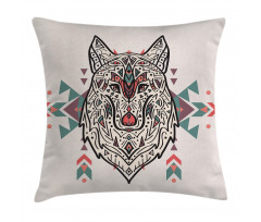 Big Wolf Head Ornaments Pillow Cover