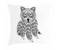 Native America Wolf Head Pillow Cover