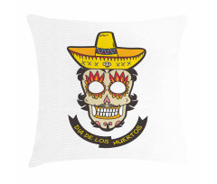 Skull with Sombrero Pillow Cover