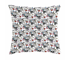 Skulls and Flowers Pillow Cover