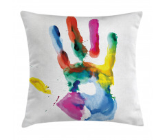 Colored Human Hand Pillow Cover