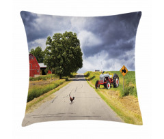 Barn and Tractor on Side Pillow Cover