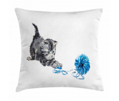 Playful Baby Kitten Furry Pillow Cover