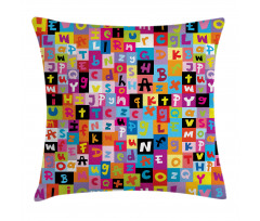 Colored Alphabet Puzzle Pillow Cover