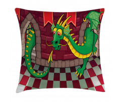 Castle with Dragon Pillow Cover