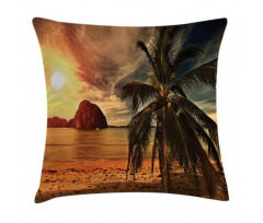 Coconut Palm Tree Beach Pillow Cover