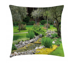 Japanese Park Landscape Pillow Cover