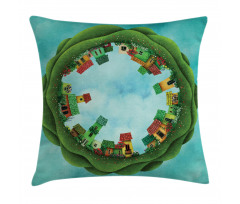 Small Town Round Artwork Pillow Cover