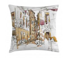 Street Town Sketch Pillow Cover