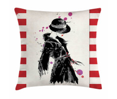 Modern Woman in Coat Pillow Cover