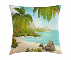 Palm Trees and Rocks Pillow Cover